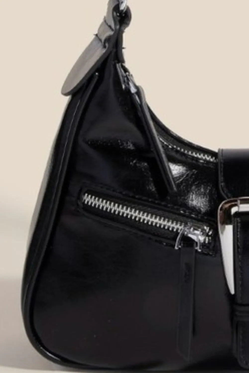 Fame Large Buckle Triple Zipper Hand Bag OutfitFlow