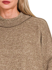 Zenana Brushed Melange Hacci Cropped Sweater OutfitFlow