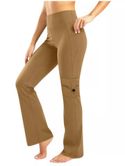High-Waisted Yoga Pants with Pockets Khaki OutfitFlow