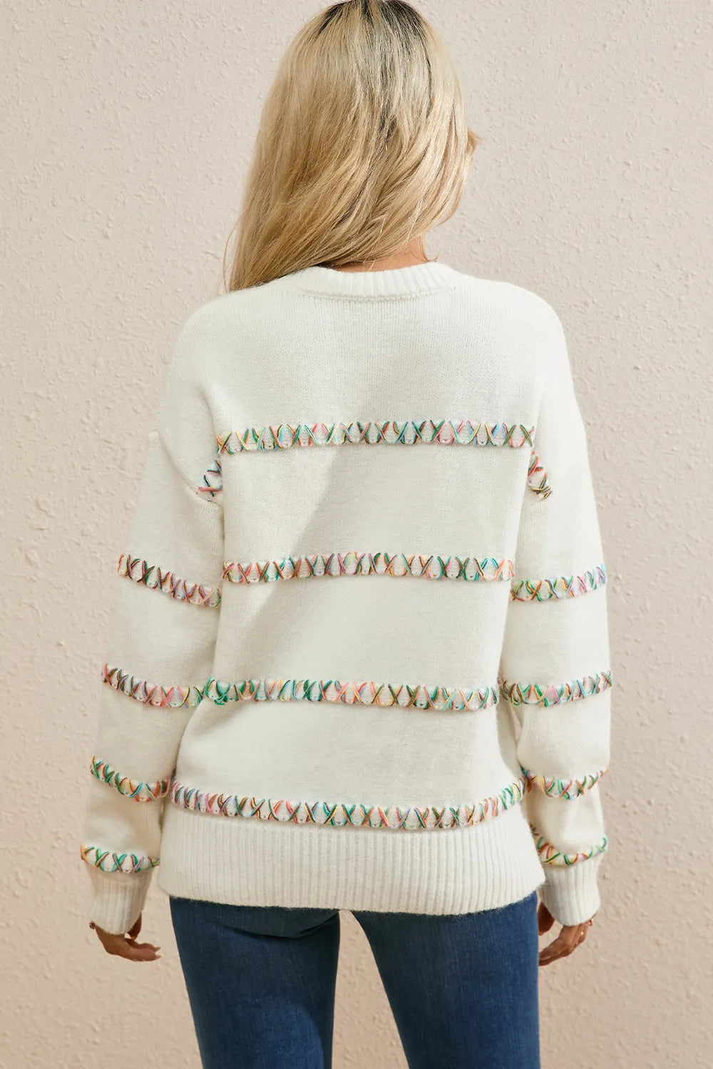 Round Neck Long Sleeve Sweater Trendsi
