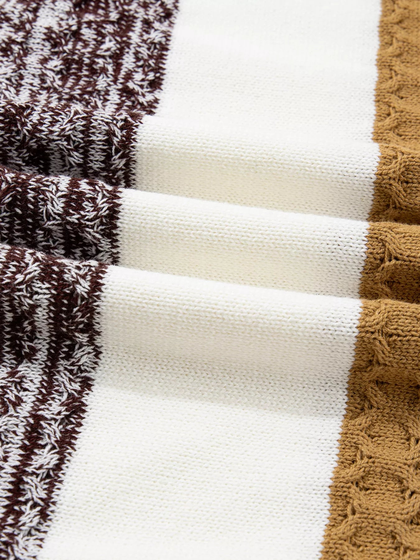 Mixed Texture Knit Striped Color Block Loose Sweater OutfitFlow