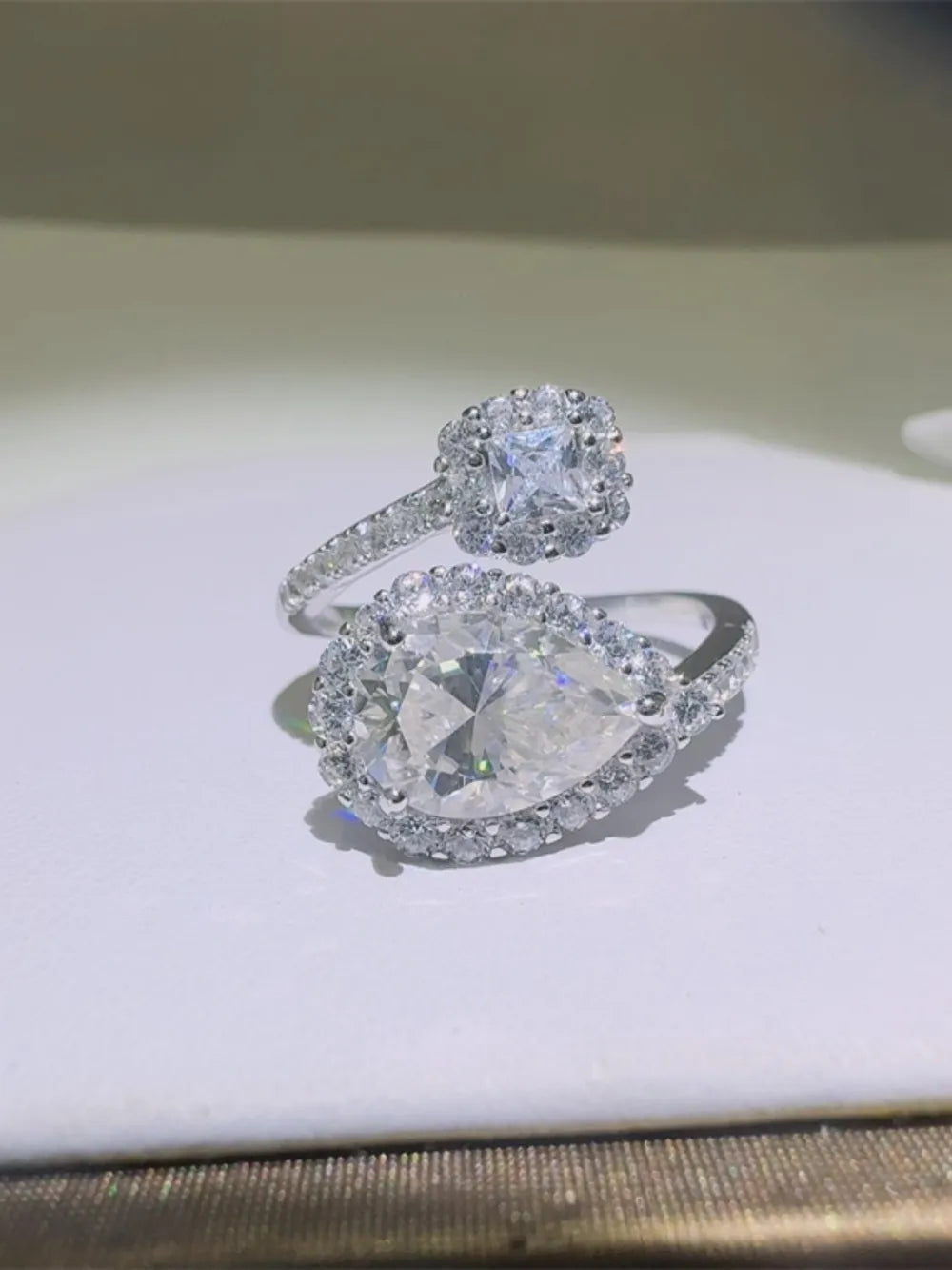 2 Carat Moissanite 925 Sterling Silver Bypass Ring OutfitFlow