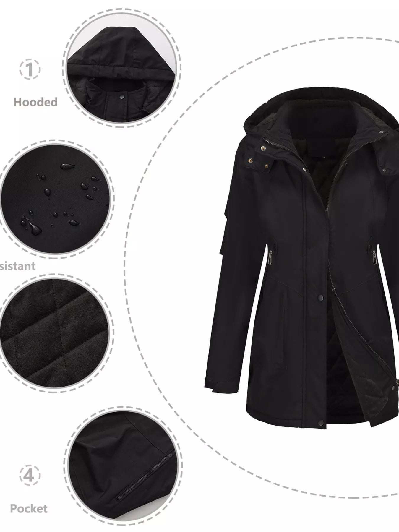 Full Size Hooded Mid-Length Windproof Outerwear Plus Size OutfitFlow