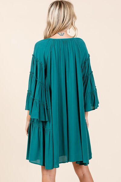 Mittoshop Frill Tie Neck Bell Sleeve Dress OutfitFlow