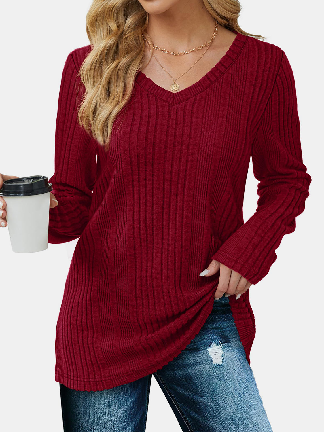 Outfit Flow - V-Neck Long Sleeve T-Shirt