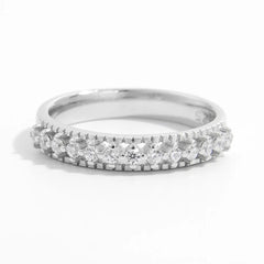 925 Sterling Silver Inlaid Zircon Ring Silver OutfitFlow