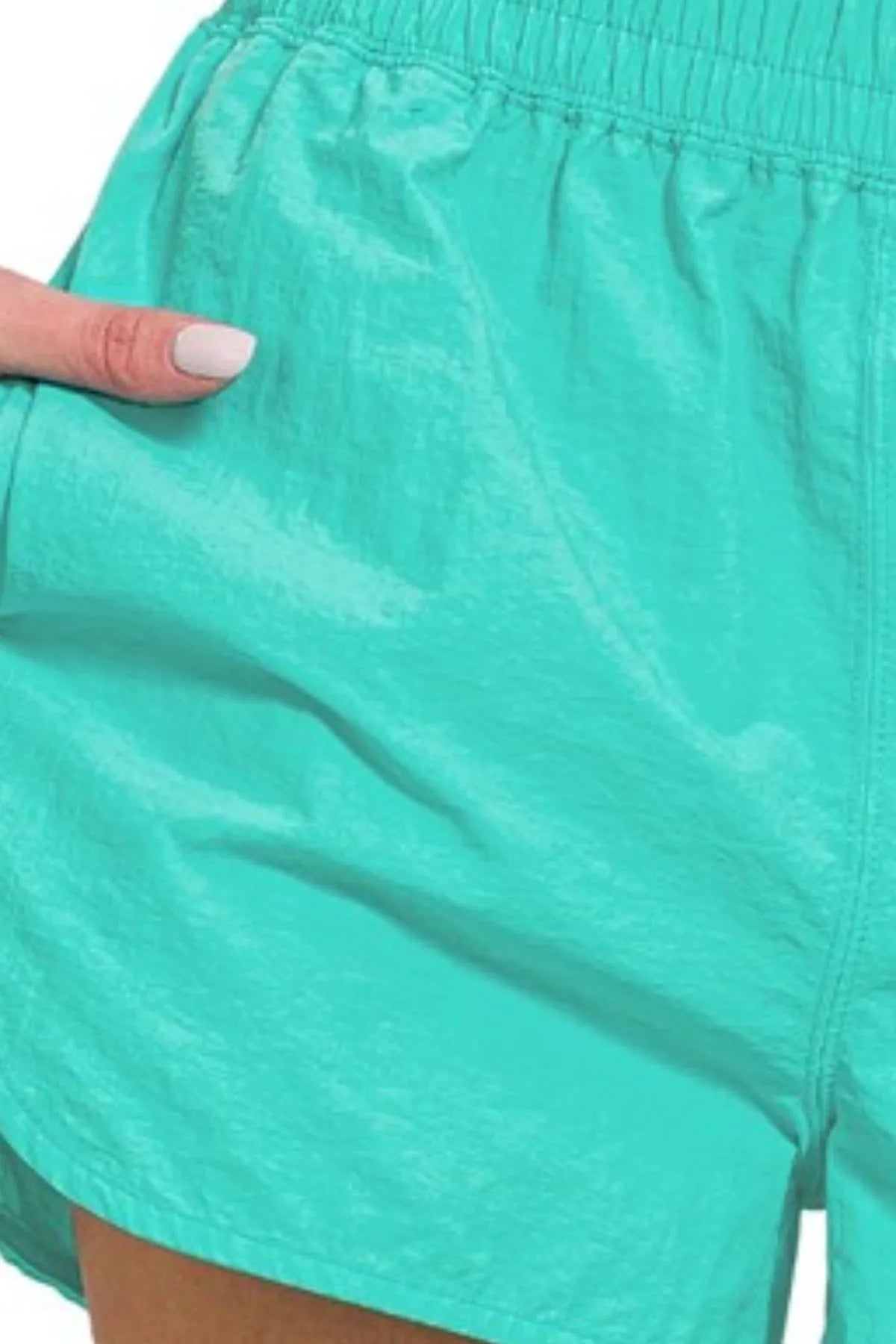 Zenana Windbreaker Smocked Waistband Running Shorts OutfitFlow