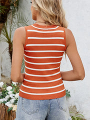 Striped Round Neck Tank OutfitFlow