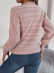 Cable-Knit Cutout Round Neck Sweater OutfitFlow