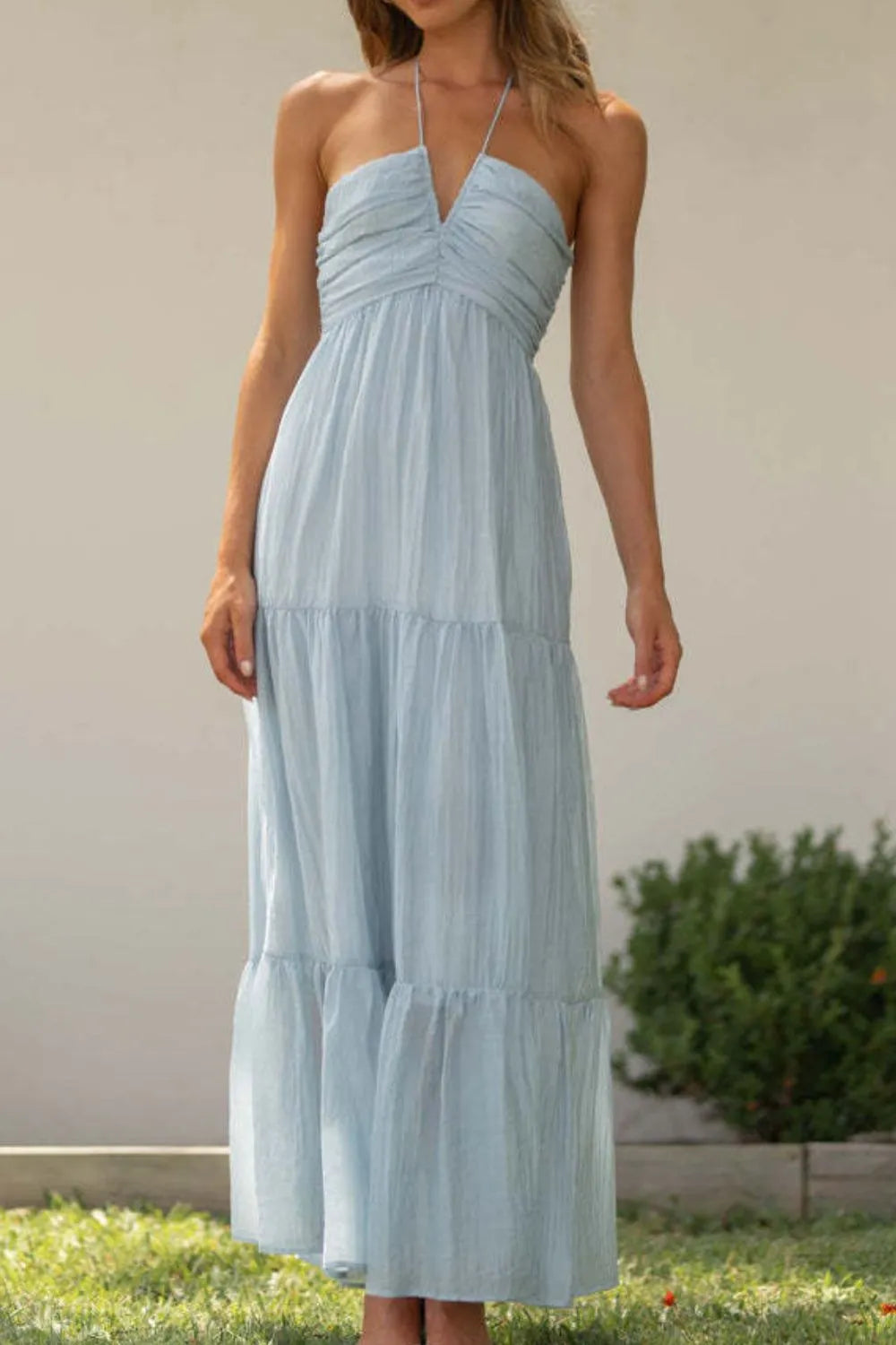 Tiered Halter Neck Cami Dress OutfitFlow