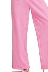 Zenana Fleece Exposed Seam Wide Leg Sweatpants OutfitFlow