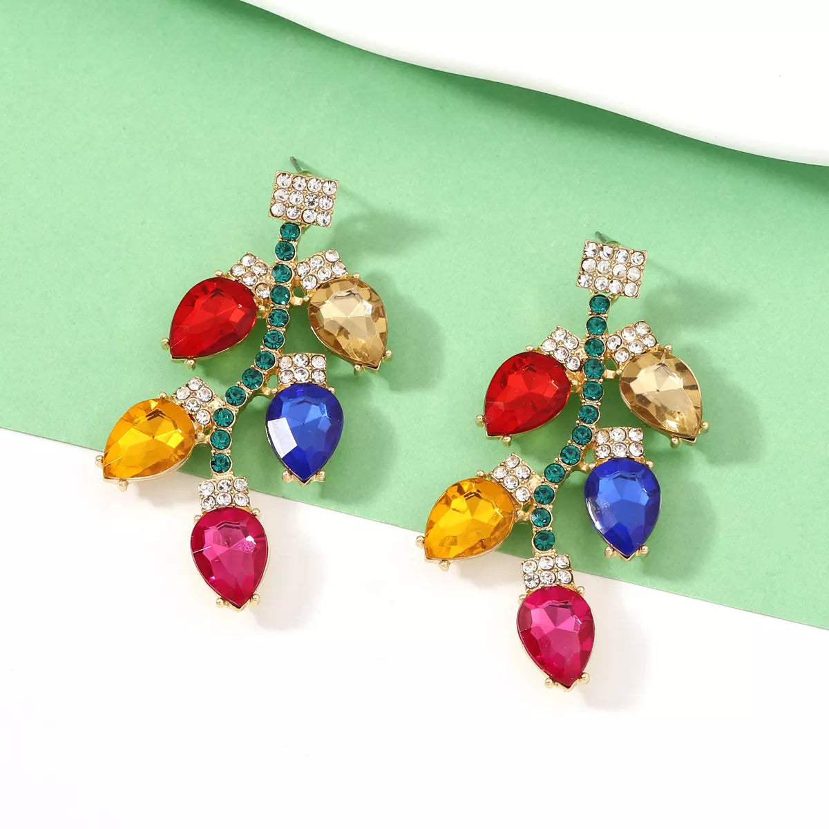 Christmas Rhinestone Drop Earrings OutfitFlow