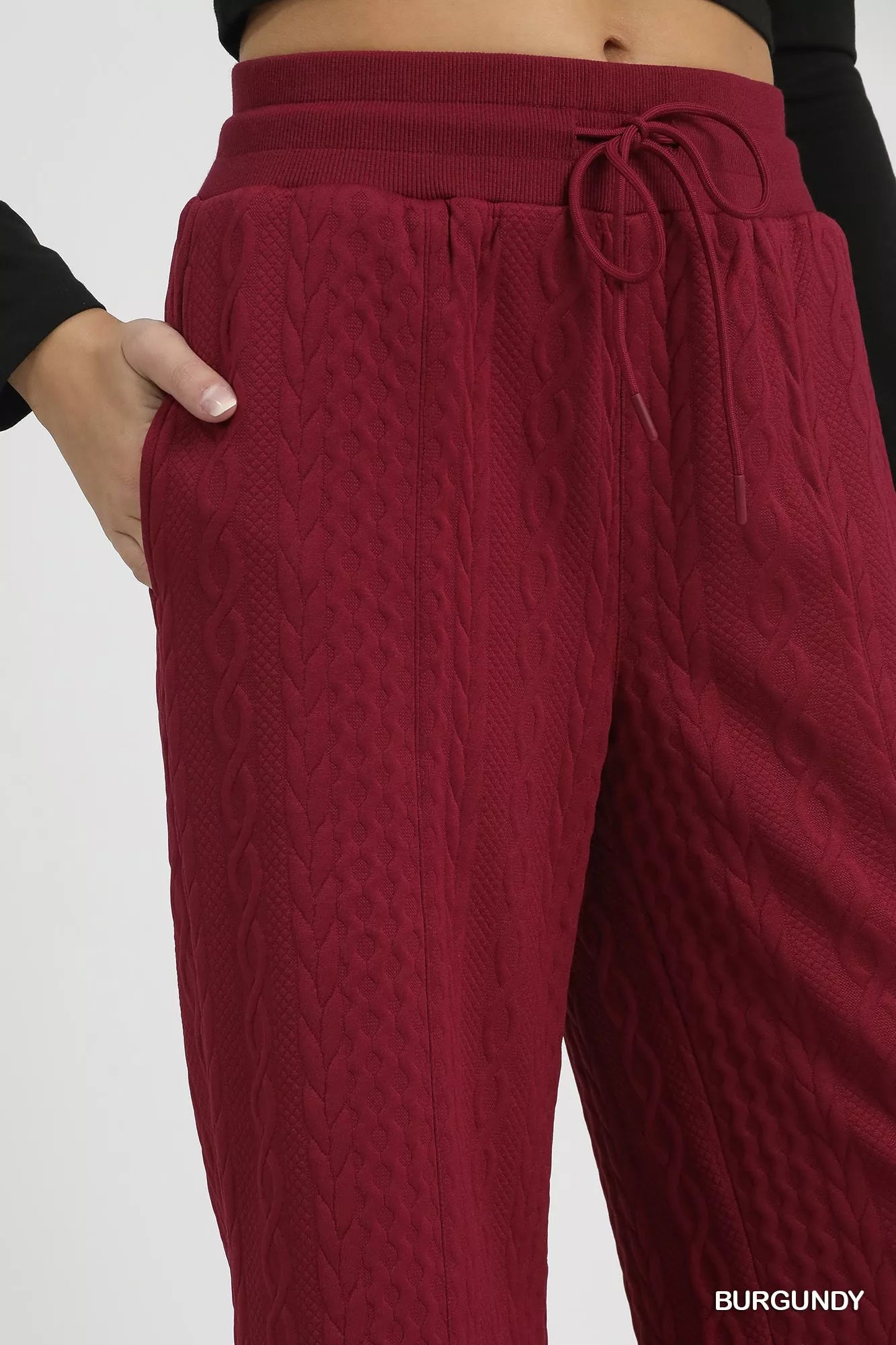 Umgee Cable Knit Textured Wide Leg Pants OutfitFlow