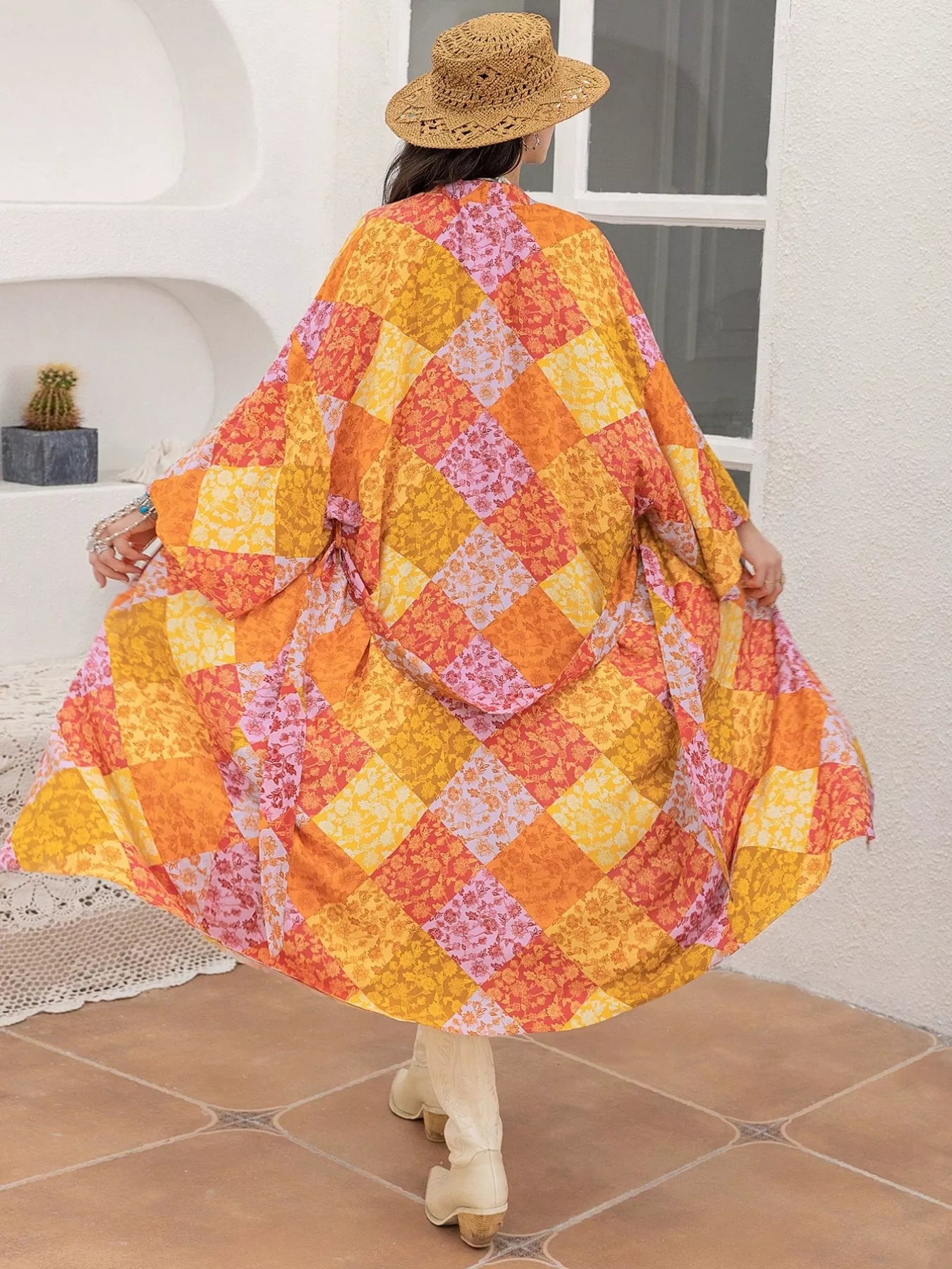 Open Front Long Sleeve Cover Up OutfitFlow