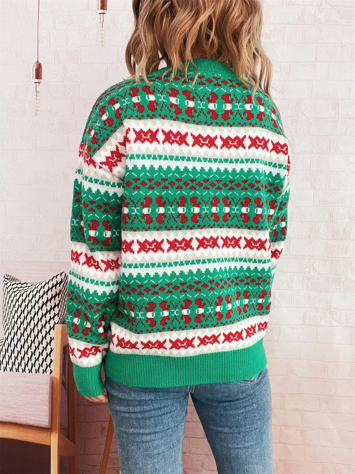 Round Neck Dropped Shoulder Sweater OutfitFlow