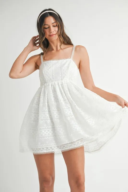 MABLE Eyelet Lace Babydoll Mini Cami Dress OutfitFlow