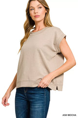 Zenana Scuba Short Sleeve Sweatshirts ASH MOCHA OutfitFlow