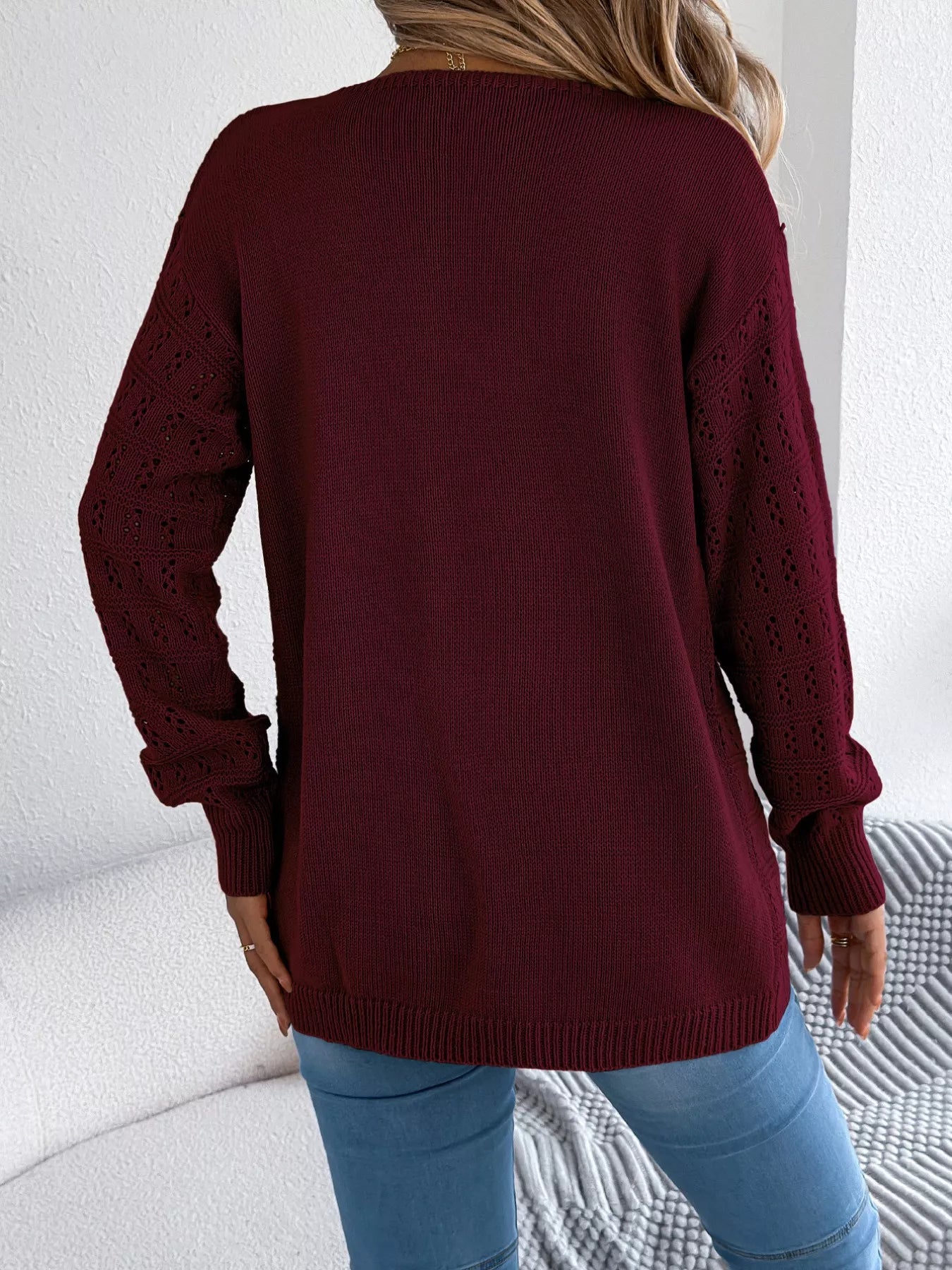 Open-Front Crochet Knit Cardigan OutfitFlow