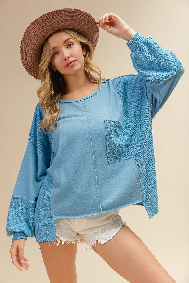 BiBi Oversized Pocket Front Sweatshirt OutfitFlow