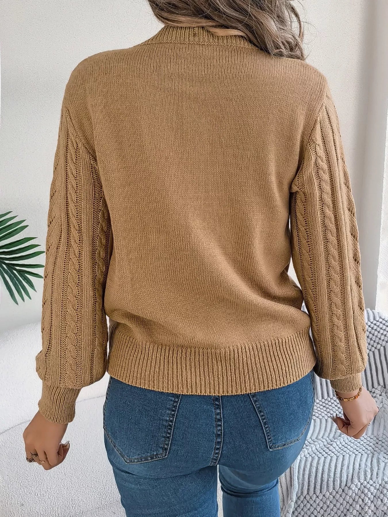 Cable-Knit Round Neck Sweater OutfitFlow