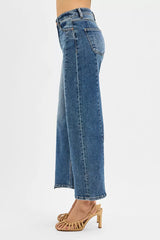 RISEN High Rise Crop Wide Leg Jeans with Step Hem OutfitFlow