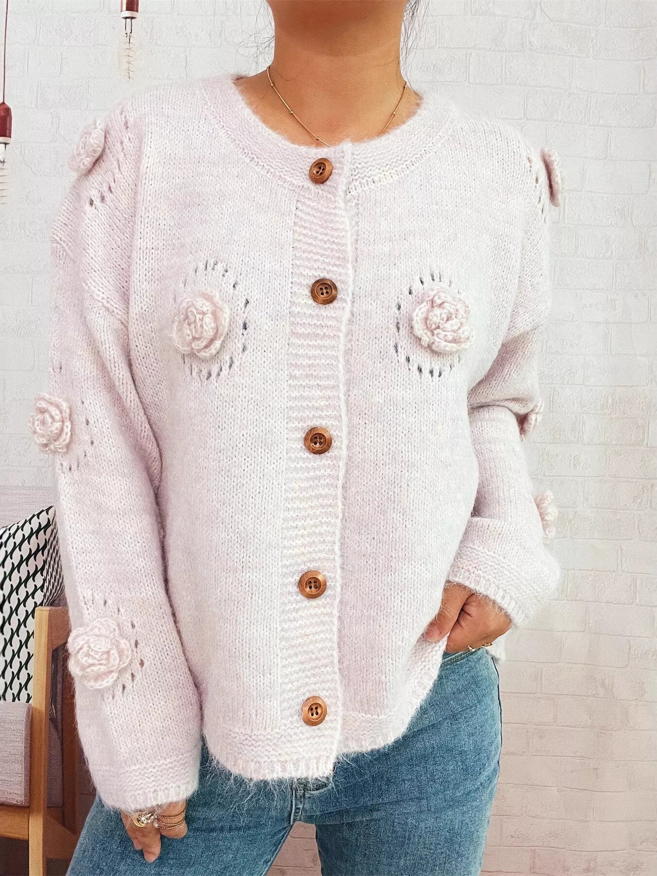 Flower Button-Up Cardigan OutfitFlow