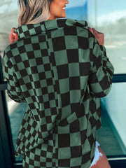 Checkered Pattern Button Up Oversized Jacket OutfitFlow