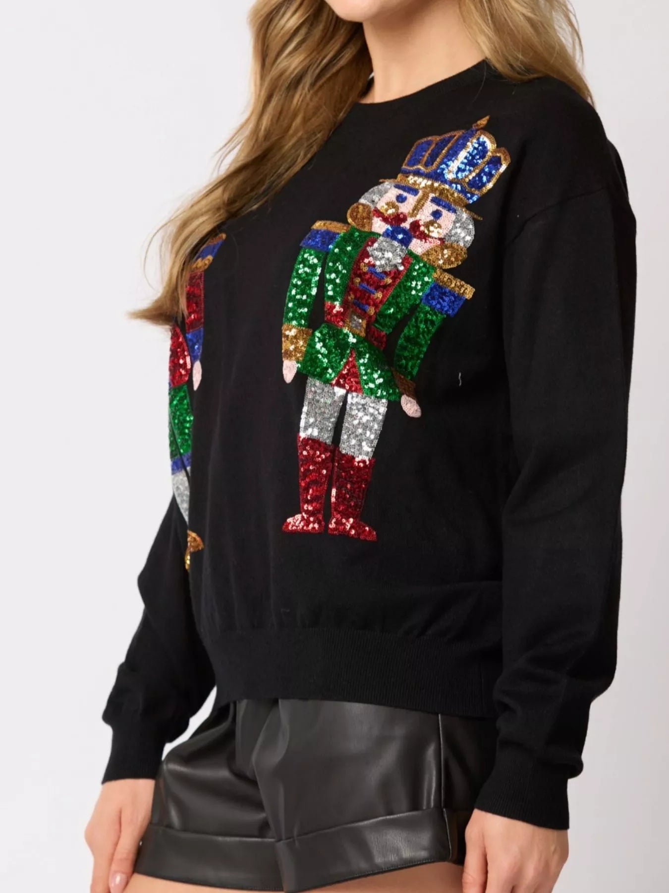 Sequined Nutcracker Long Sleeve Sweatshirt OutfitFlow