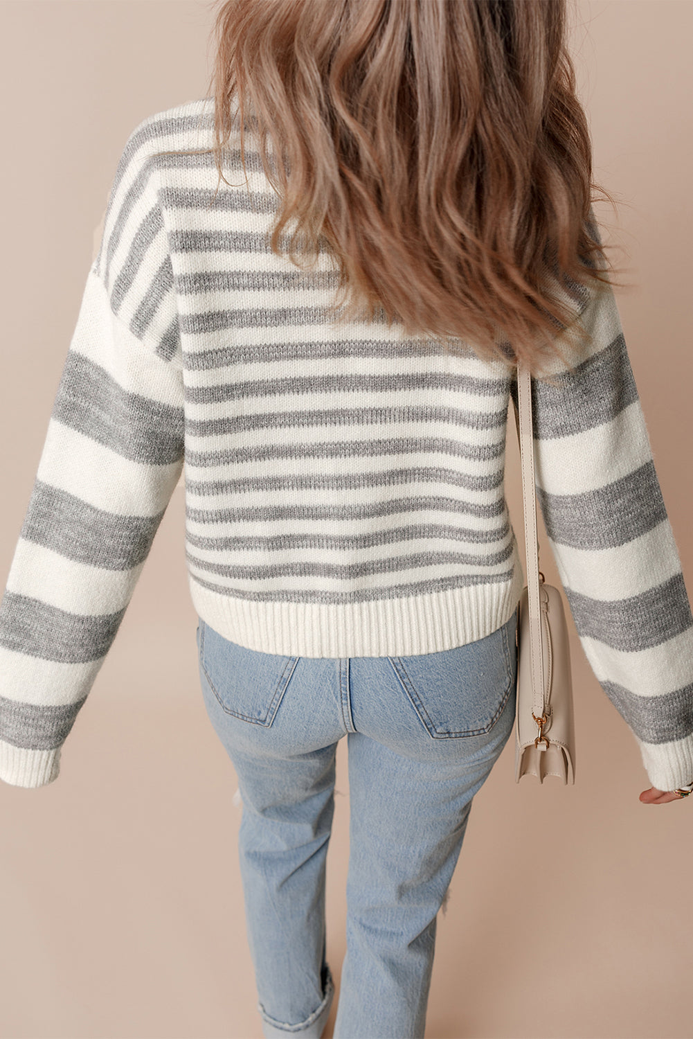 Outfit Flow - Striped Round Neck Dropped Shoulder Sweater