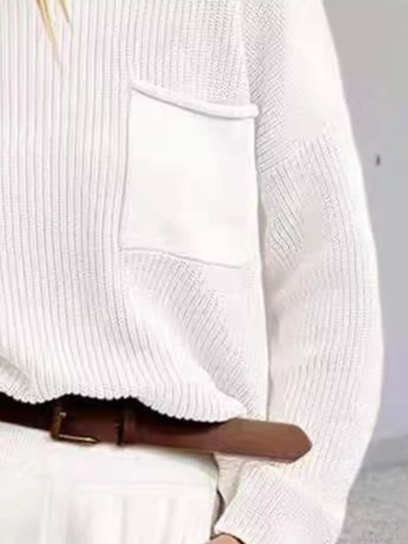 Pocket Detail Dropped Shoulder Sweater OutfitFlow
