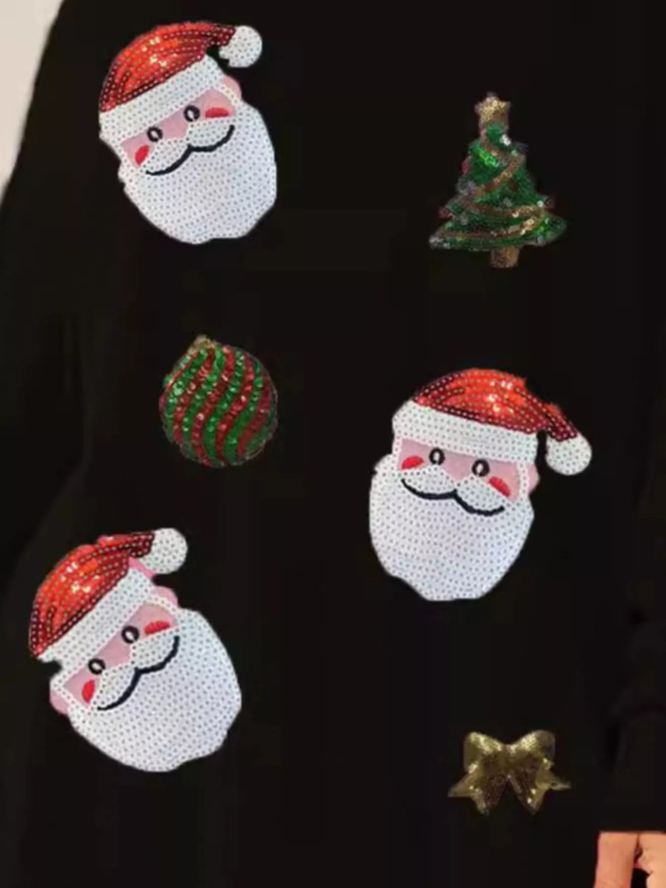 Christmas Santa Round Neck Long Sleeve Sweatshirt OutfitFlow