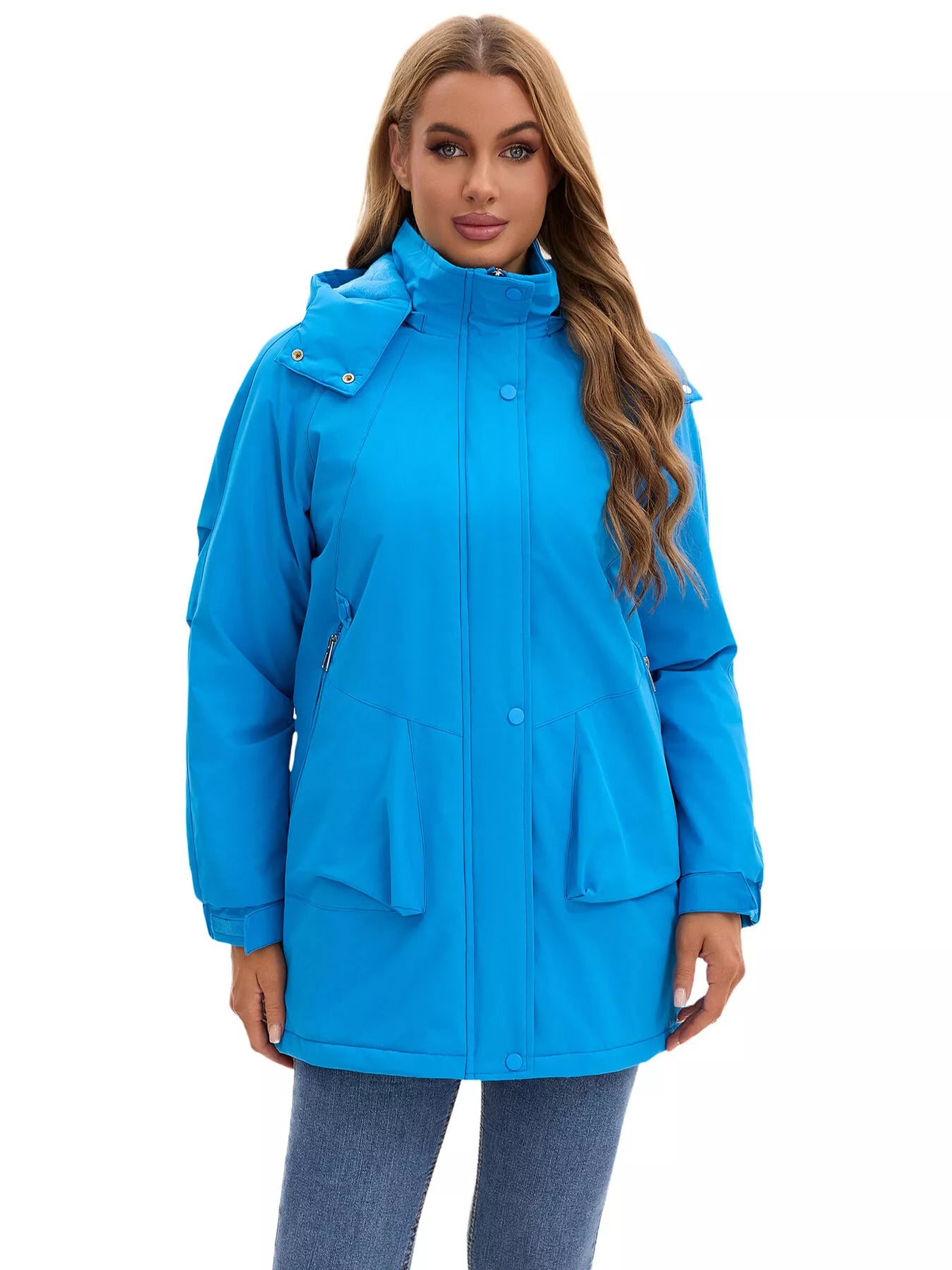 Full Size Hooded Mid-Length Windproof Outerwear Plus Size OutfitFlow