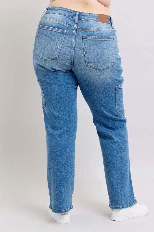 Judy Blue Full Size High Waist 90's Straight Jeans Plus Size OutfitFlow