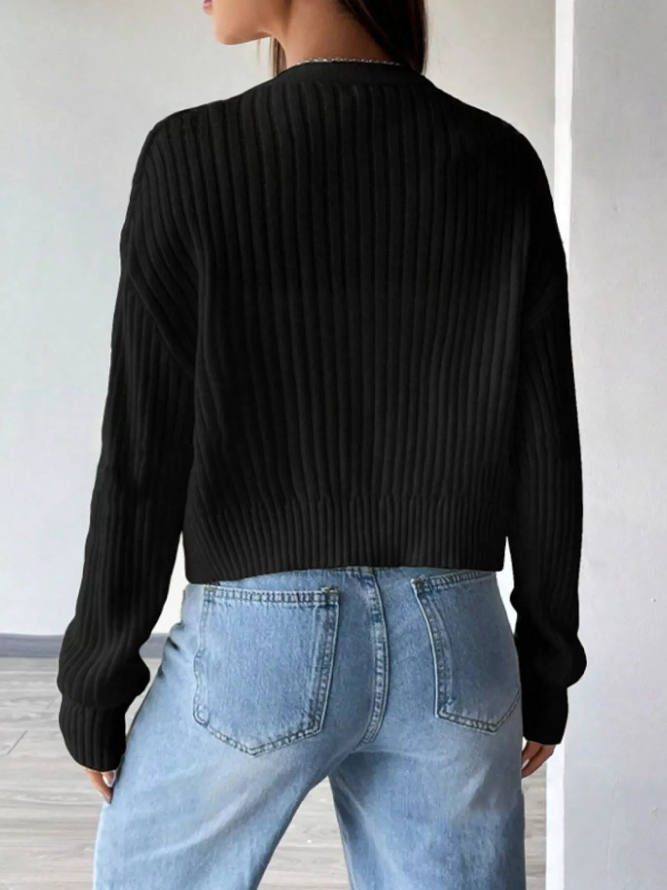 V-Neck Button-Up Cardigan OutfitFlow