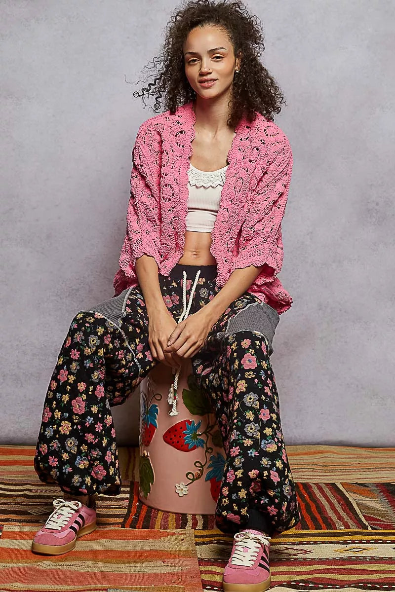 POL Floral Pattern Open Front Cardigan Trendsi