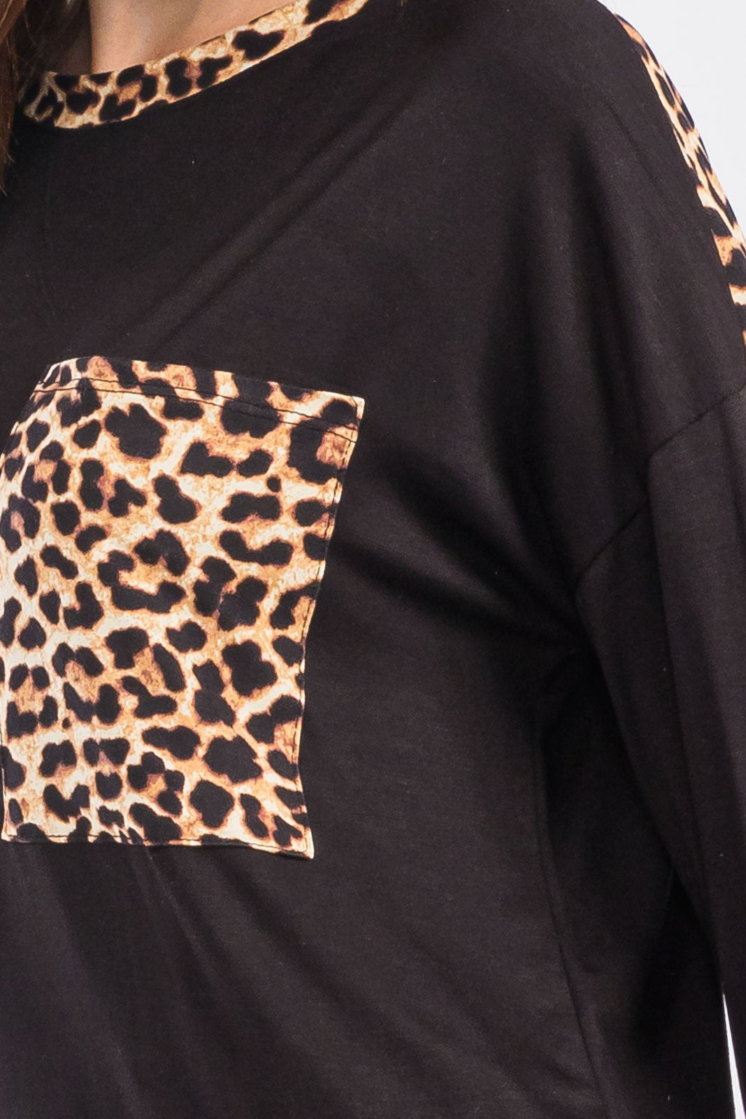 Outfit Flow - Celeste Full Size Leopard Round Neck Dropped Shoulder T-Shirt