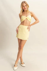 HYFVE Ruched Bra Top and Mini Skirt Set BUTTER OutfitFlow