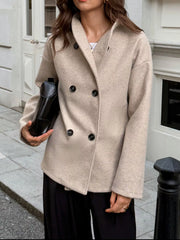 Double-Breasted Dropped Shoulder Jacket Trendsi