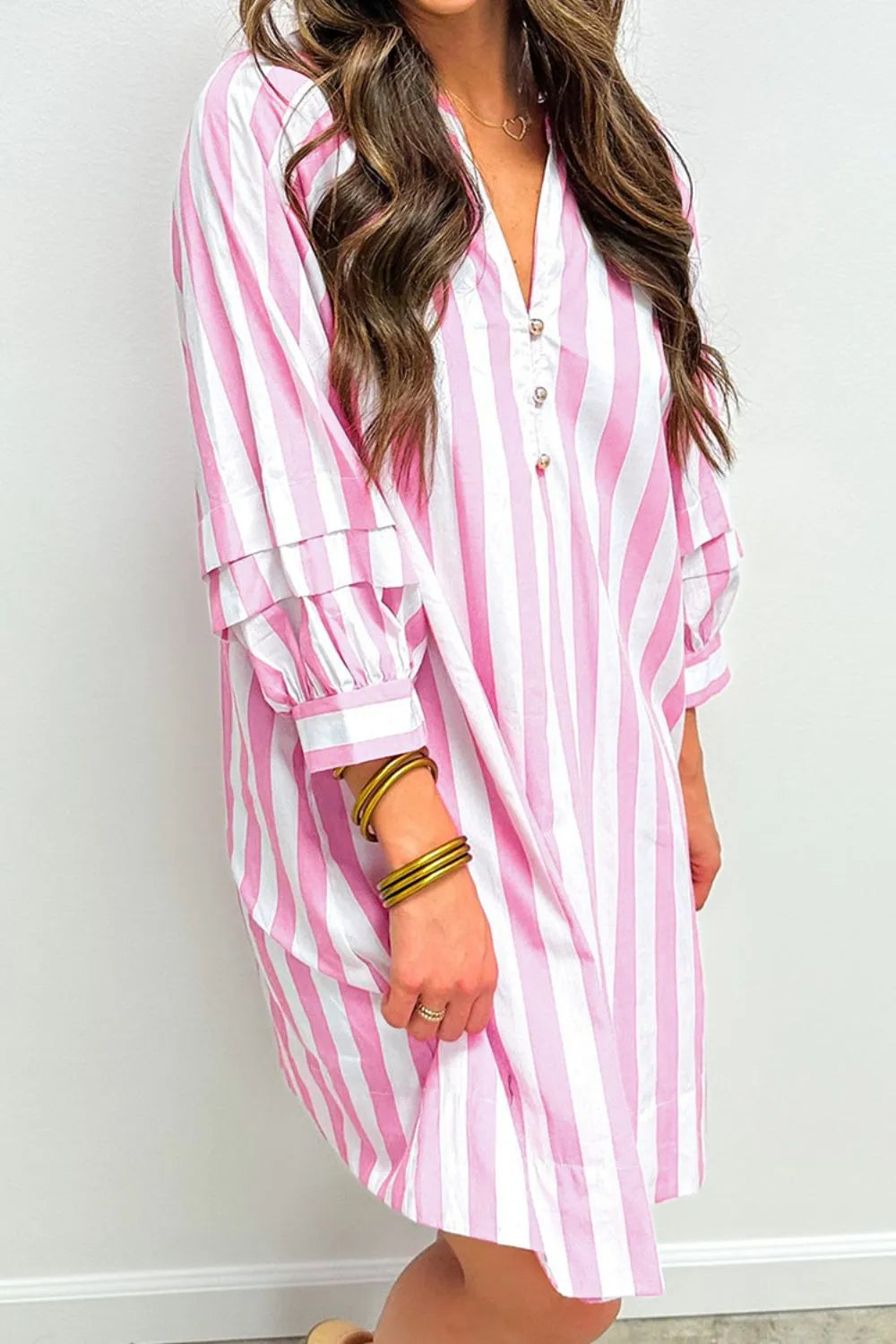Striped Notched Mini Dress OutfitFlow