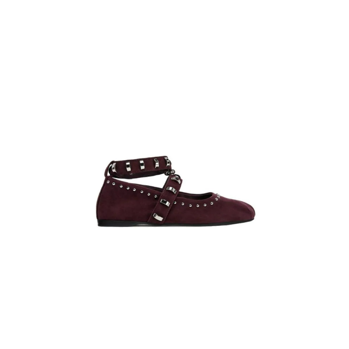 Round Toe Flats Slip-Ons Burgundy OutfitFlow