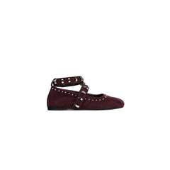 Round Toe Flats Slip-Ons Burgundy OutfitFlow