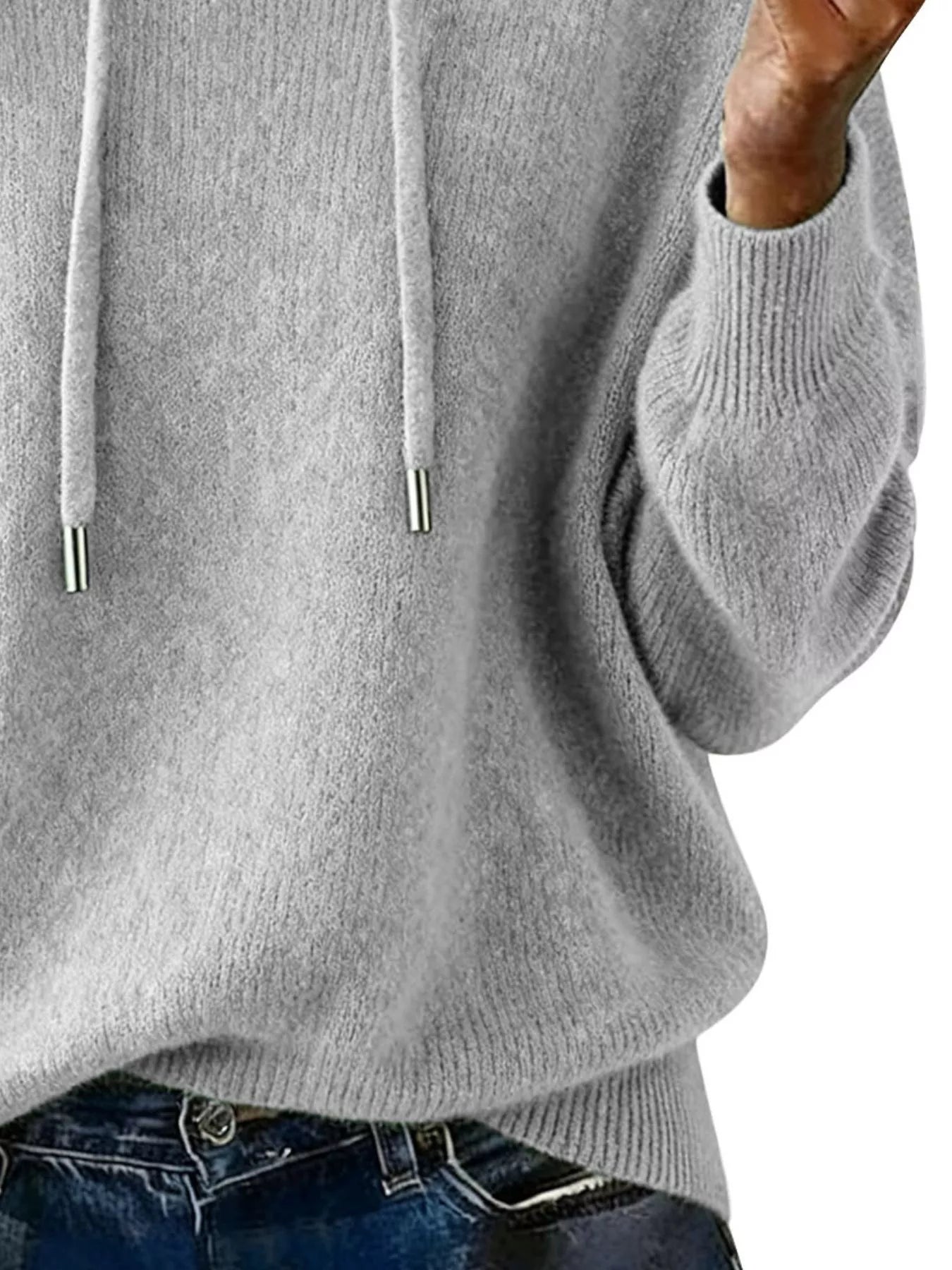 Drawstring Long Sleeve Hooded Sweater Trendsi