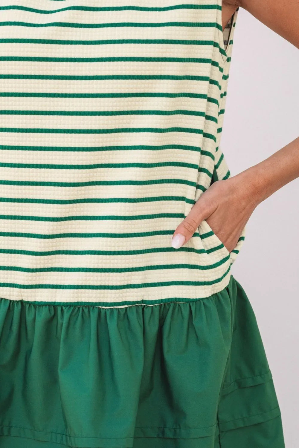 Stripe Woven Sleeveless Mini Dress OutfitFlow