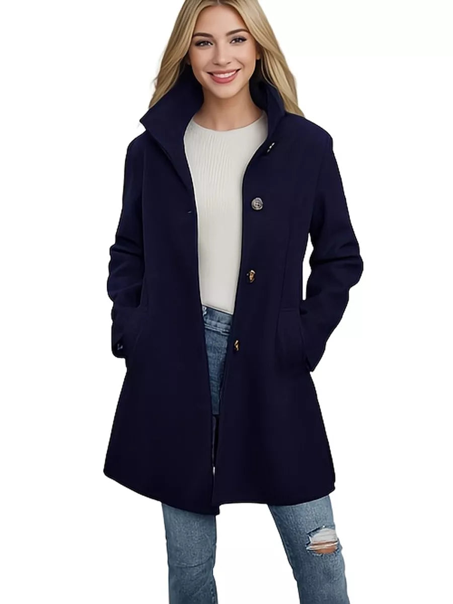 Button-Down Long Sleeve Outerwear Navy OutfitFlow