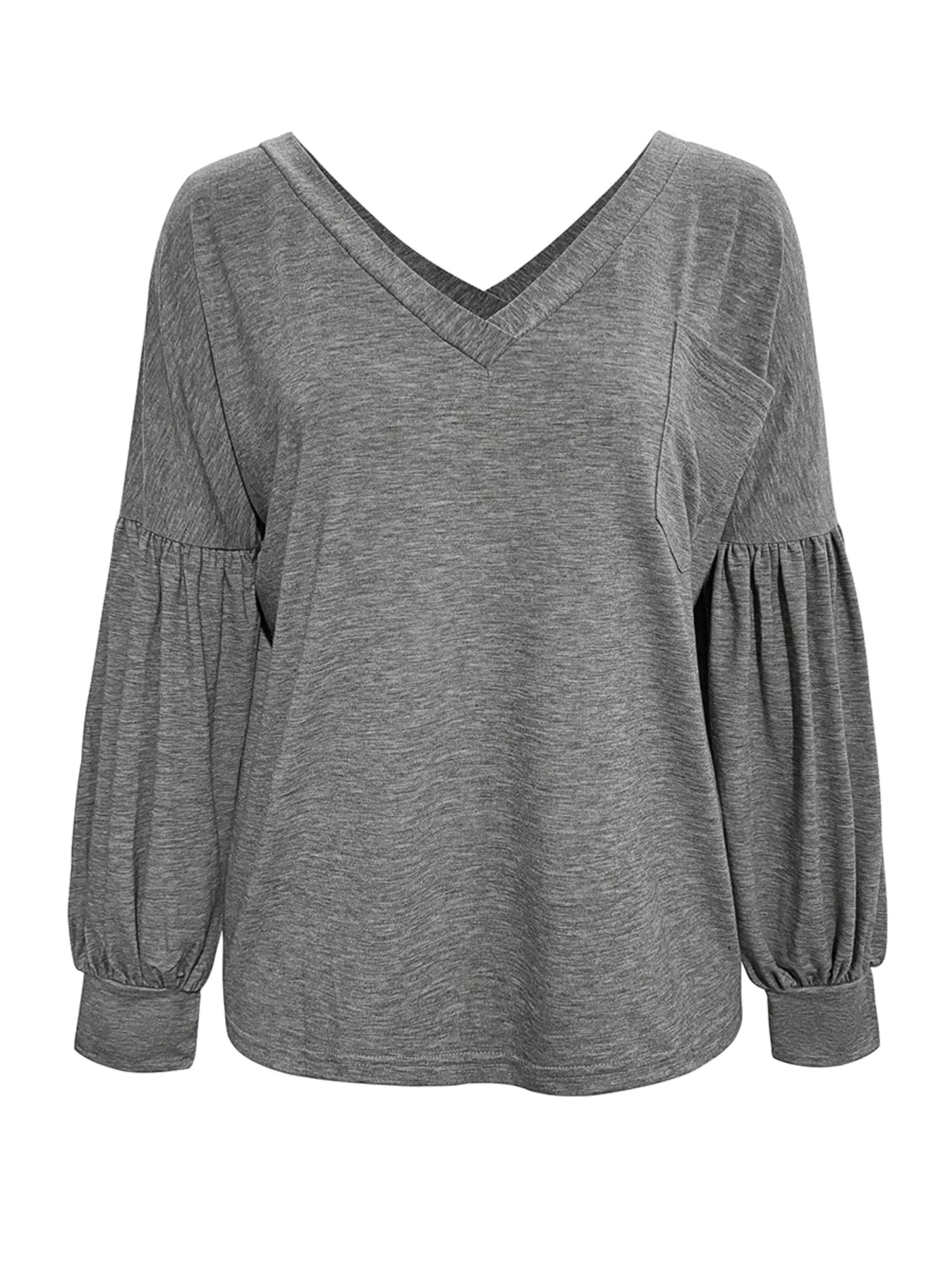 Oversized V-Neck Long Sleeve Blouse OutfitFlow