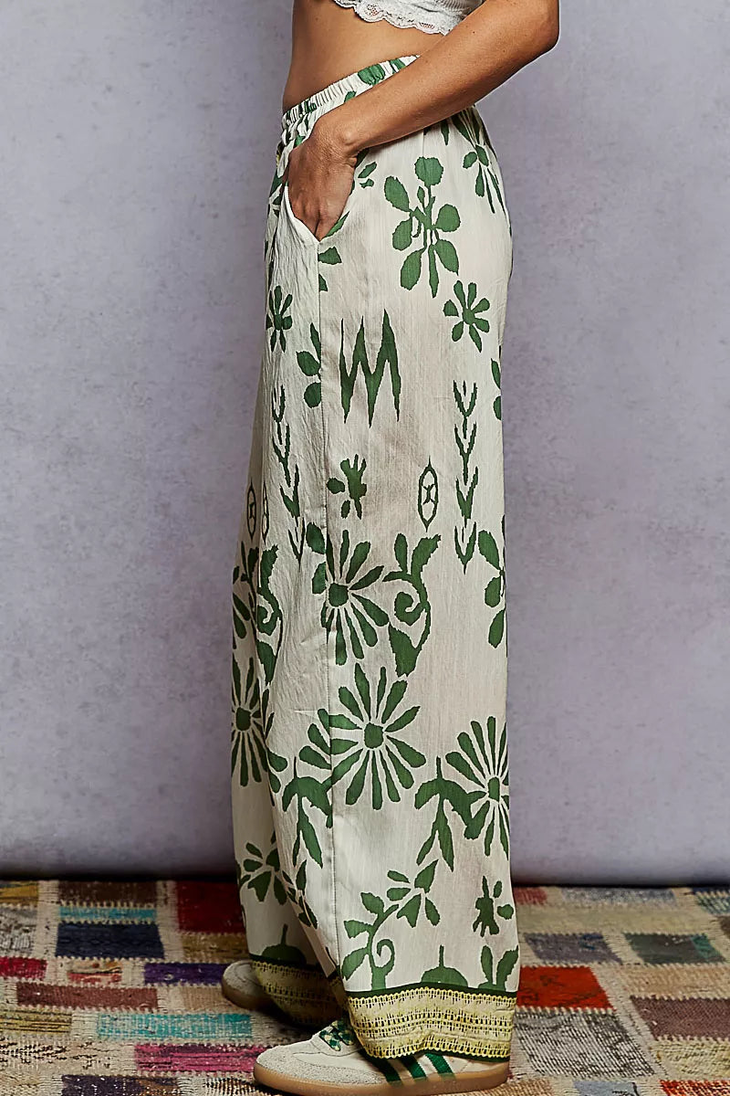 POL Floral Printed Woven Wide Leg Drawstring Pants OutfitFlow
