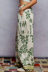 POL Floral Printed Woven Wide Leg Drawstring Pants OutfitFlow
