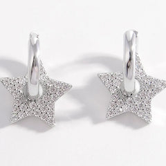925 Sterling Silver Zircon Star Earrings OutfitFlow