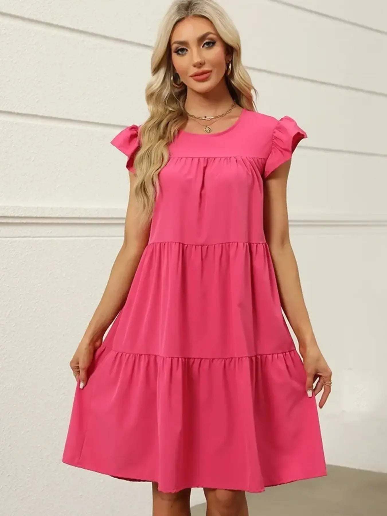 Tiered Ruffle Sleeve Mini Dress OutfitFlow