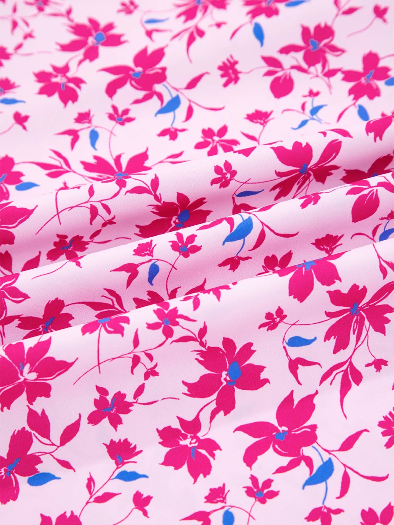 Boho Mixed Floral Drop Shoulder Bubble Sleeve Blouse OutfitFlow